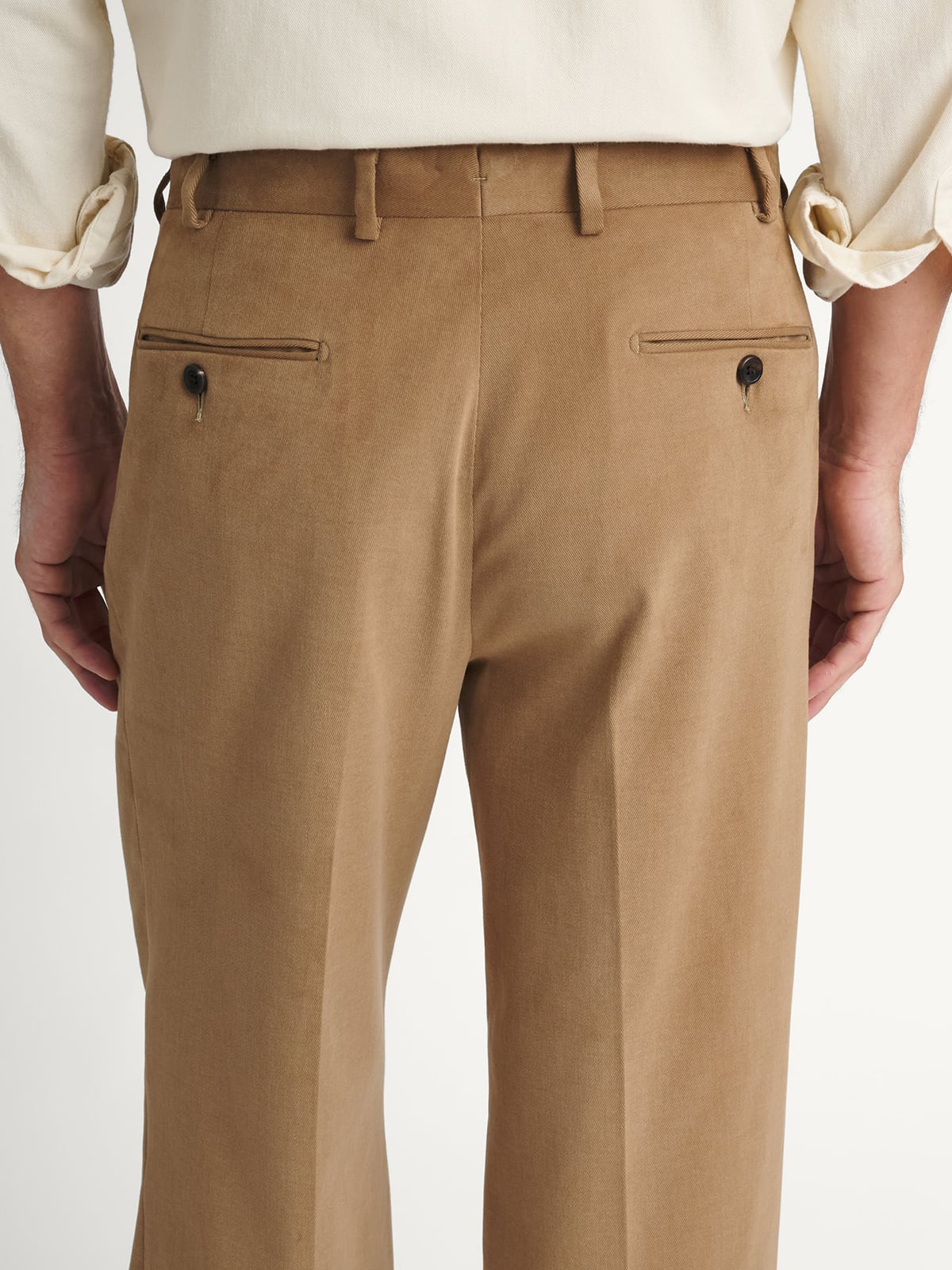 Camel Wide Leg Brushed Cotton Trouser - Custom Fit Tailored Clothing