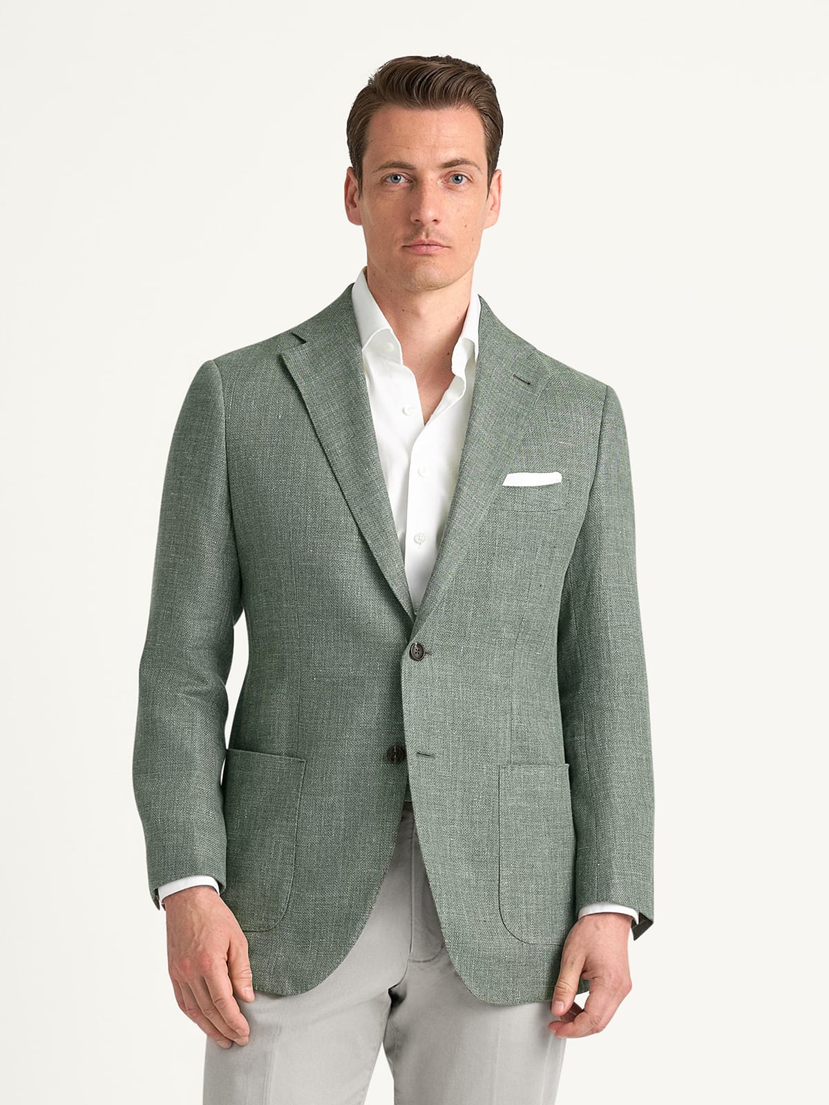 Proper Cloth Drago Sage Wool and Linen Hopsack Bedford Men's Custom Suit Jacket