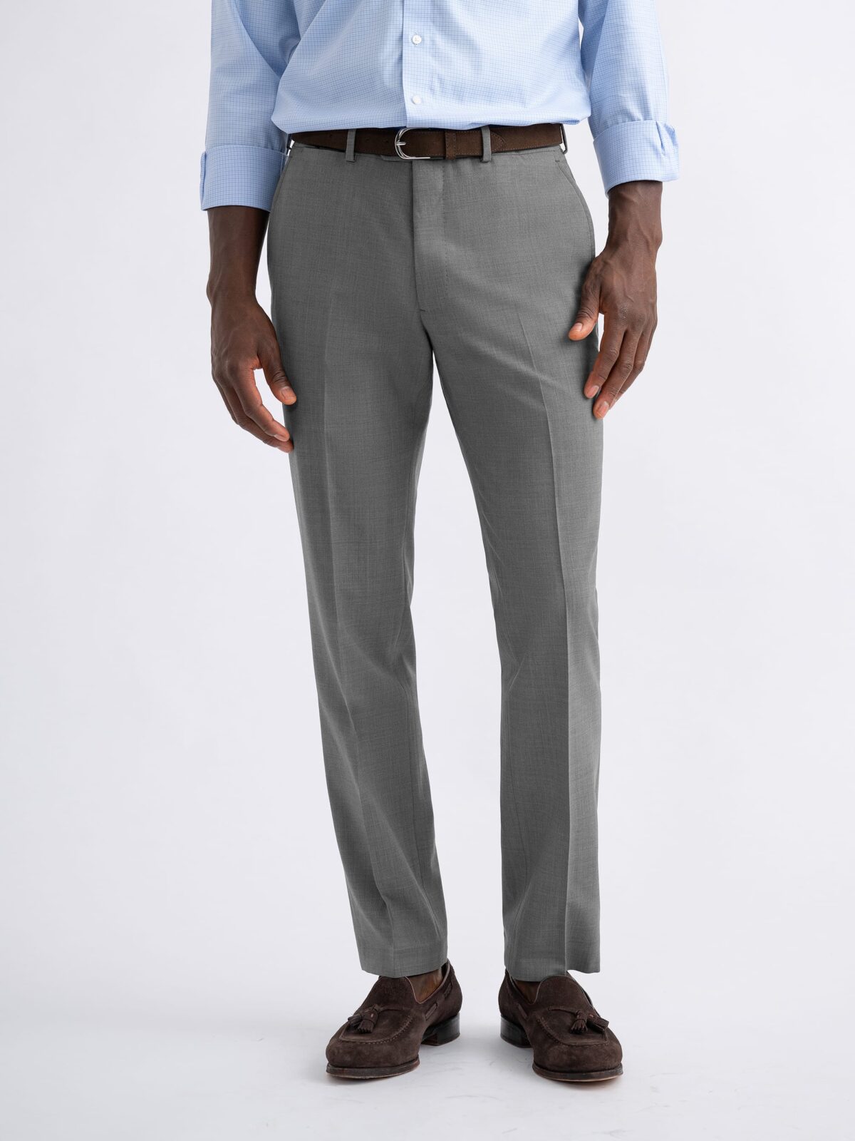 T the brand Men Formal Flat Front Crease Trouser - Light Grey | Tea &  Tailoring