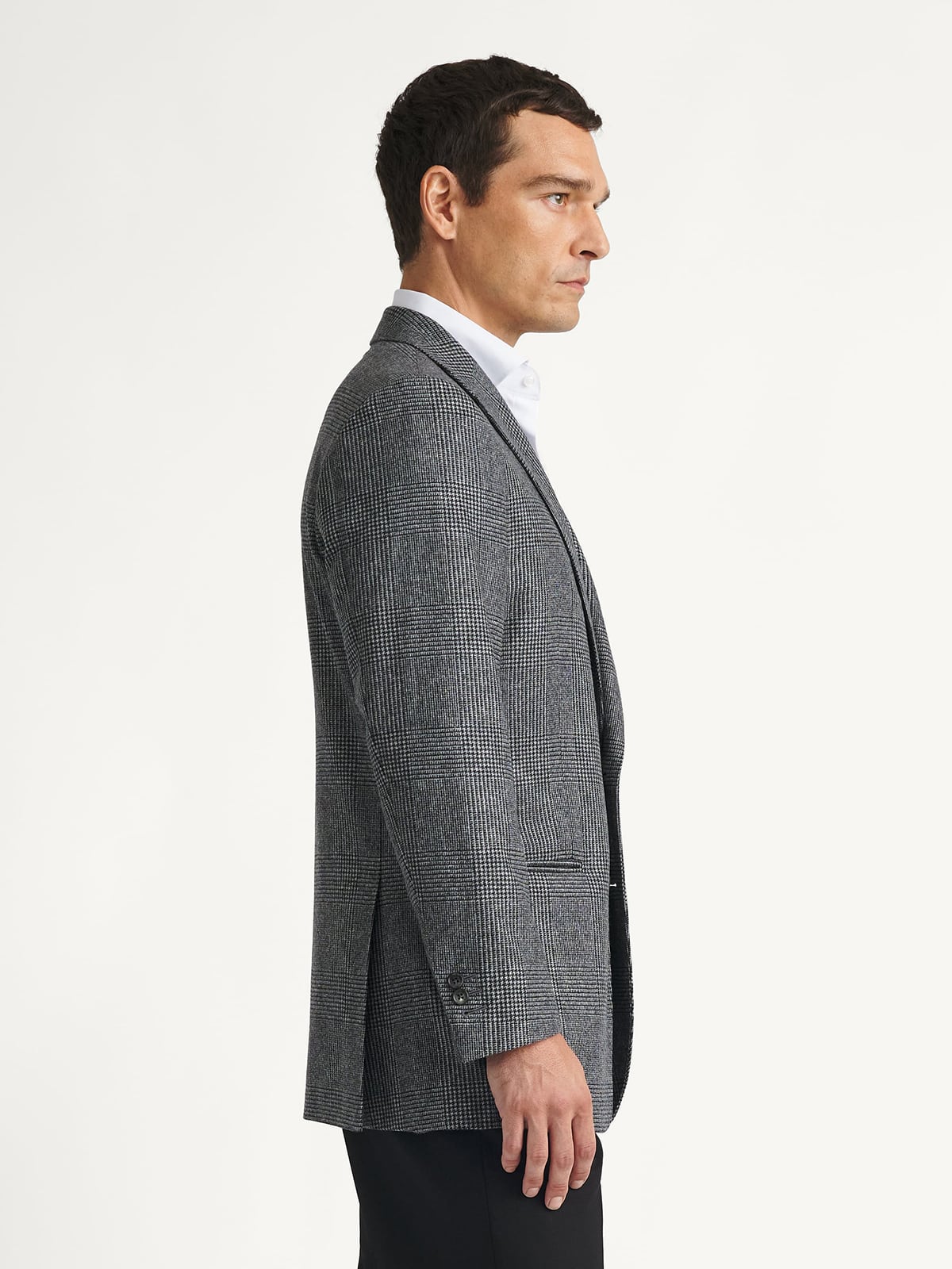 VBC Grey Glen Plaid Wool Flannel Downing Jacket - Custom Fit