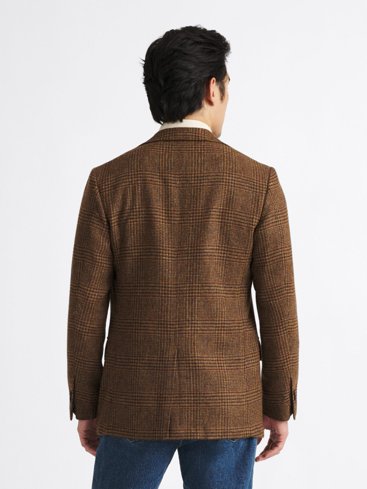 Brown and Red Plaid Shetland Tweed Andover Jacket - Custom Fit