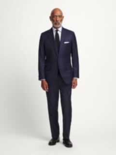 Loro Piana Fabric Navy S170s Wool and Silk Mercer Suit - Custom