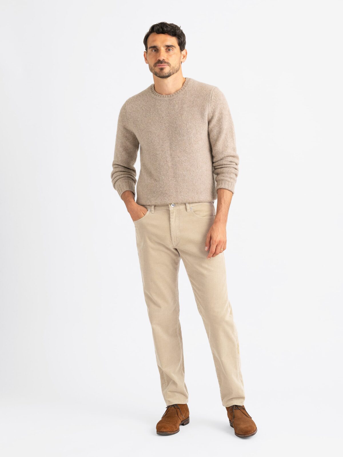 冬ギフト セ Stretch Beige Visconti Duca Corduroy Pants Fit Custom - 5-Pocket パンツ