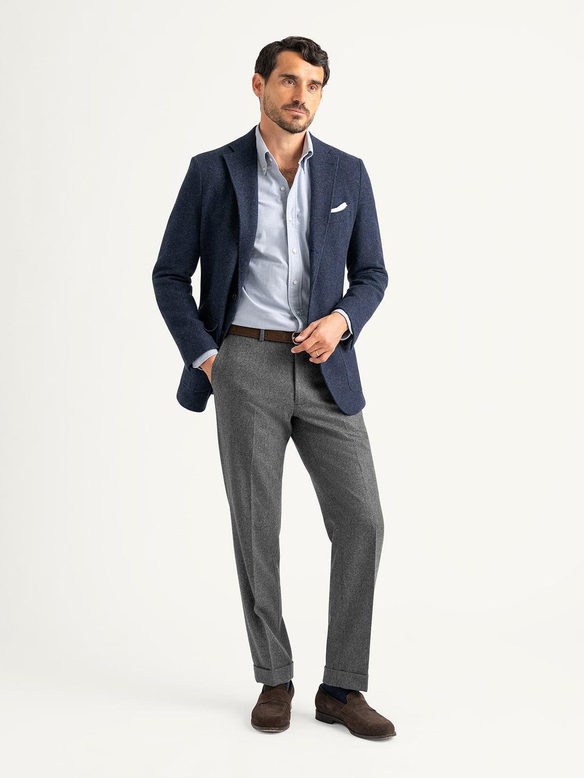 Navy Shetland Tweed Andover Jacket - Custom Fit Tailored Clothing