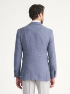 Drago Faded Blue Wool and Linen Bedford Jacket - Custom Fit