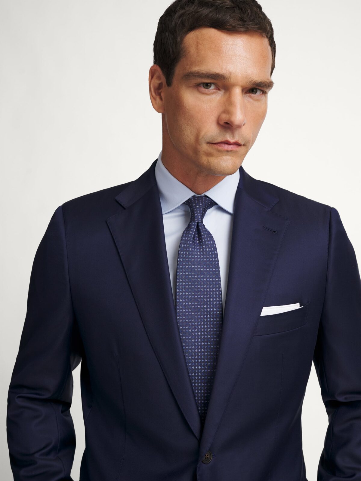 Loro Piana Fabric S170s Navy Wool and Cashmere Mercer Suit