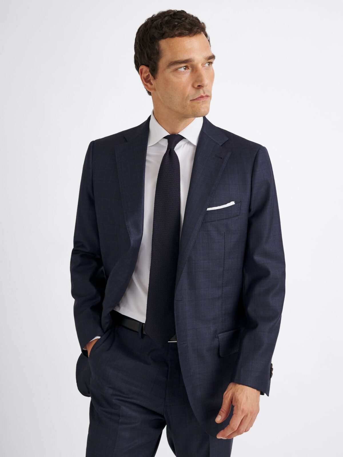 Loro Piana Fabric S150s Navy Plaid Allen Suit - Custom Fit