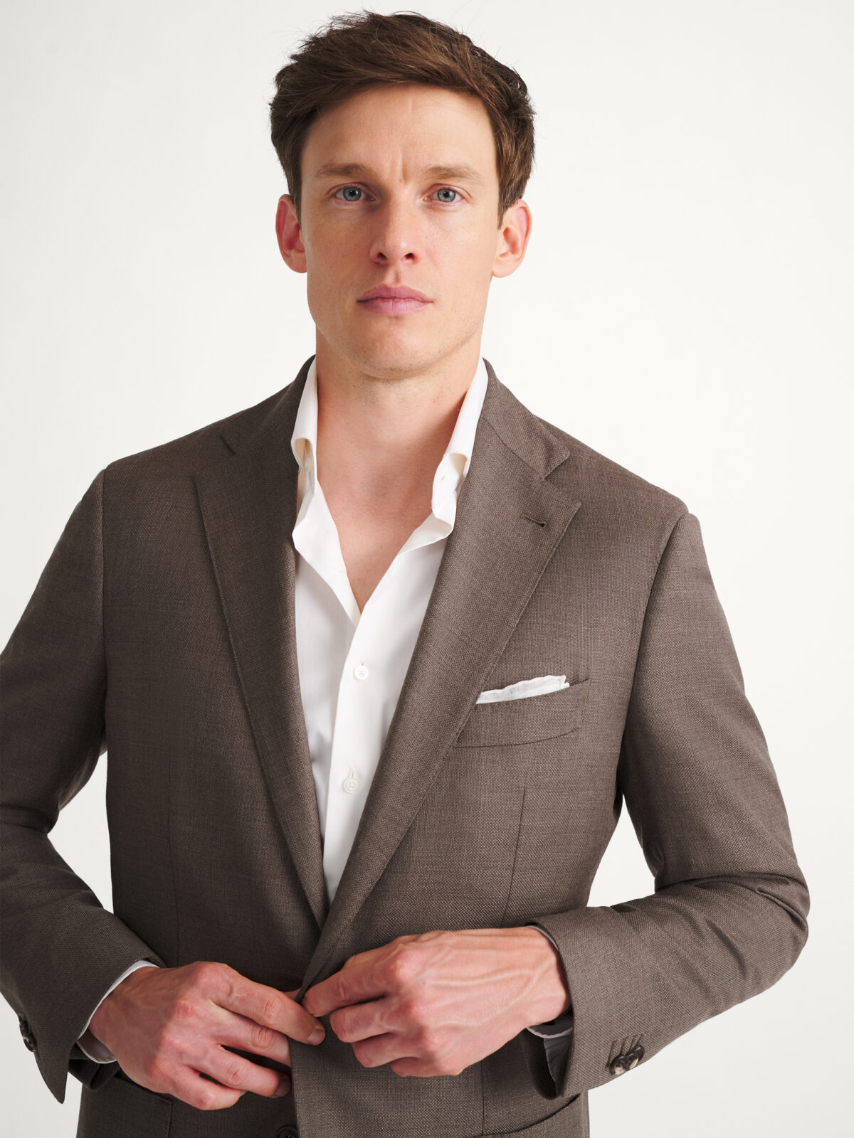 Loro Piana Fabric Mocha S150s Hopsack Hudson Jacket - Custom Fit