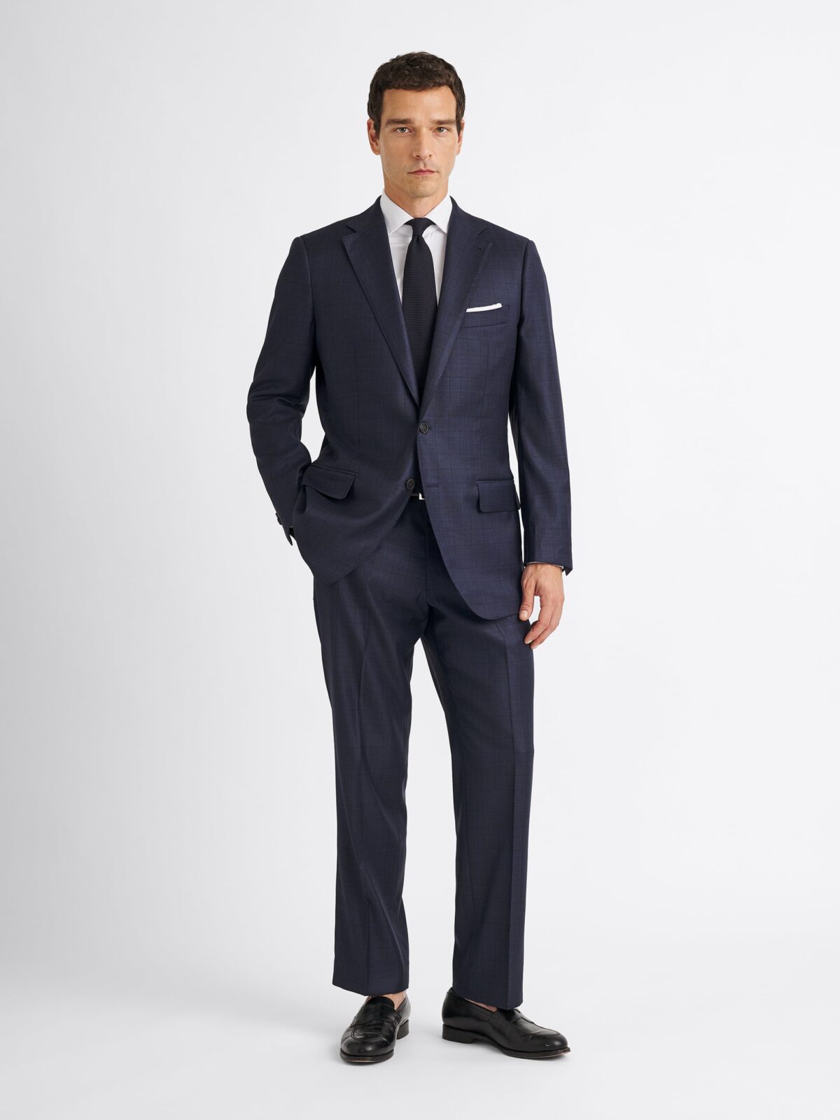 Loro Piana Fabric S150s Navy Plaid Allen Suit - Custom Fit