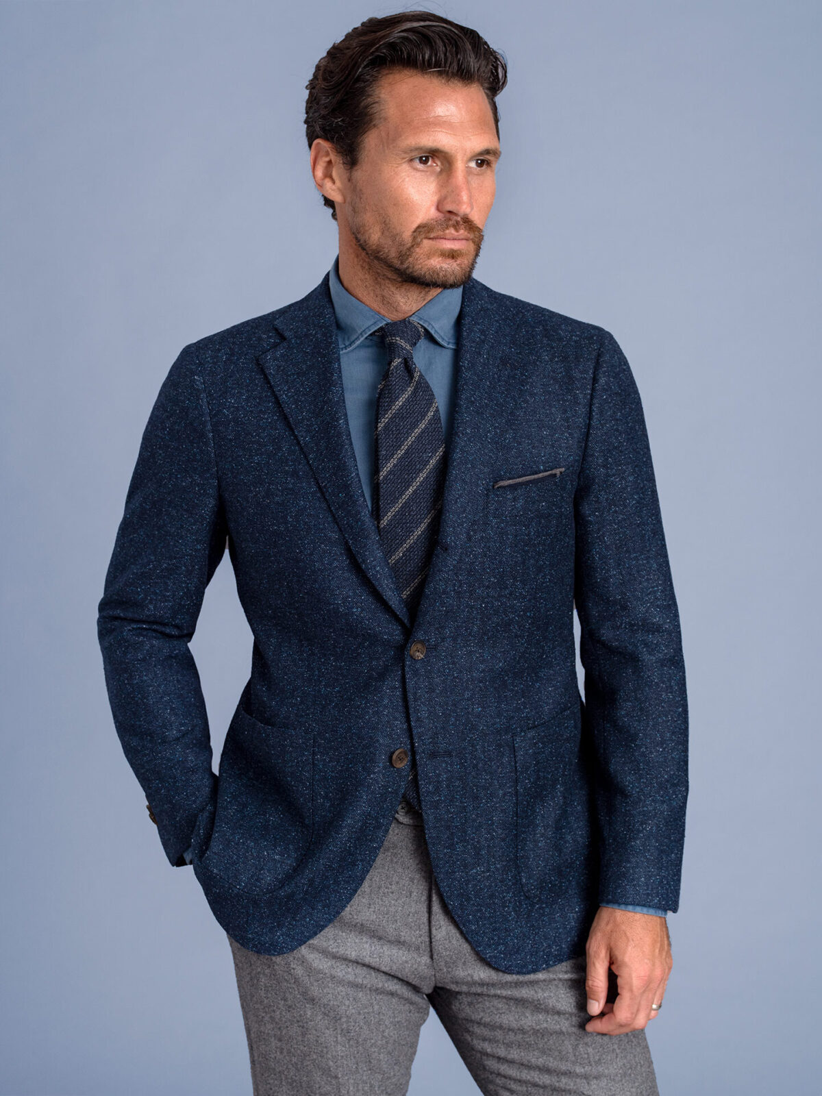 Men's Taupe Donegal Tweed Wool Blazer