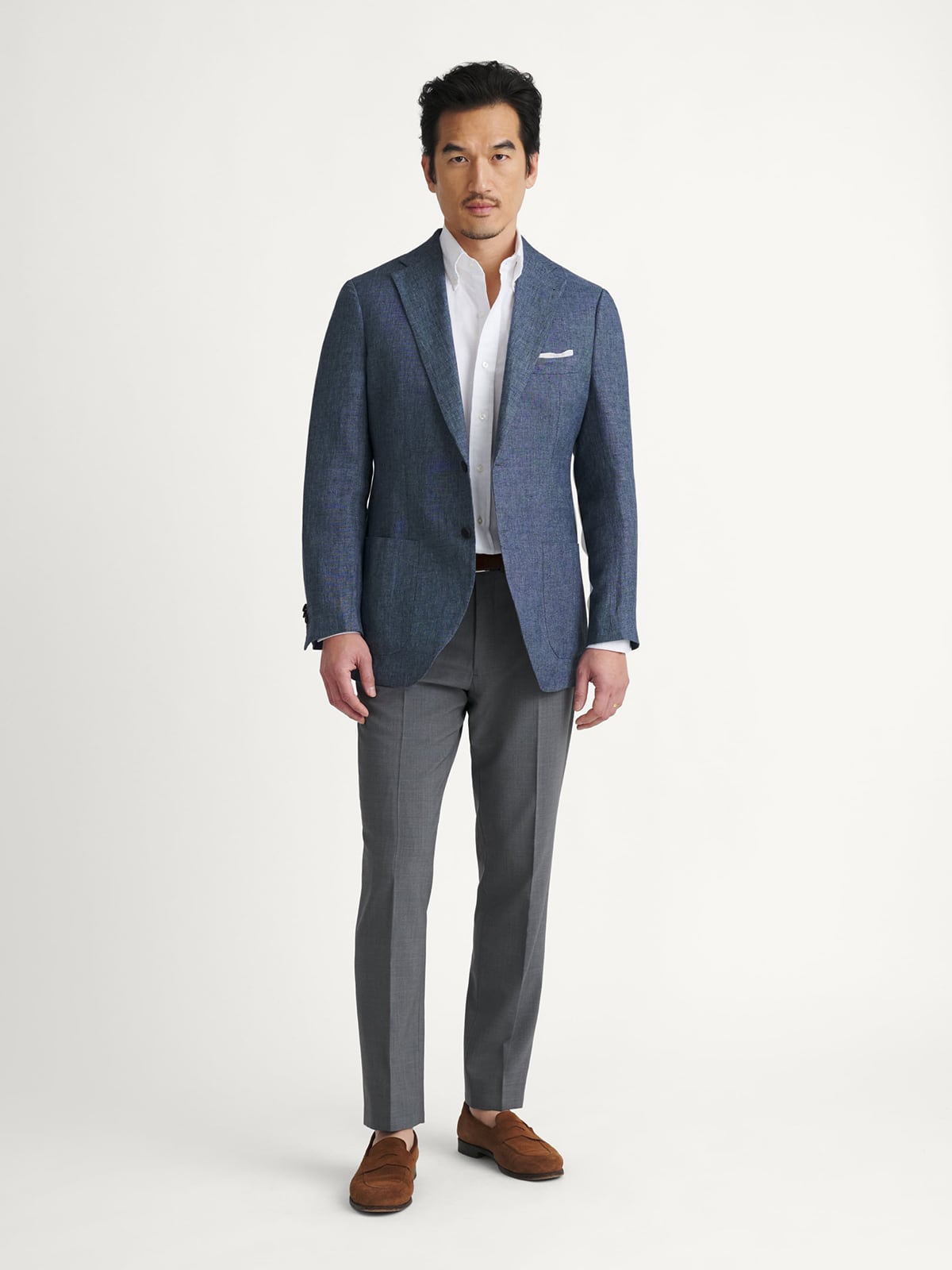 Slate Irish Linen Bedford Jacket - Custom Fit Tailored Clothing