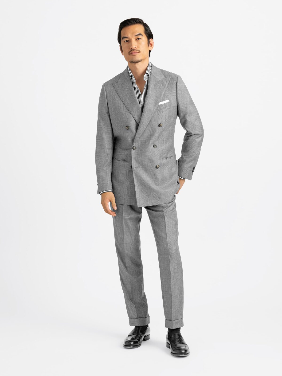 Double Breasted VBC Grey Glen Plaid Bedford Suit - Custom Fit