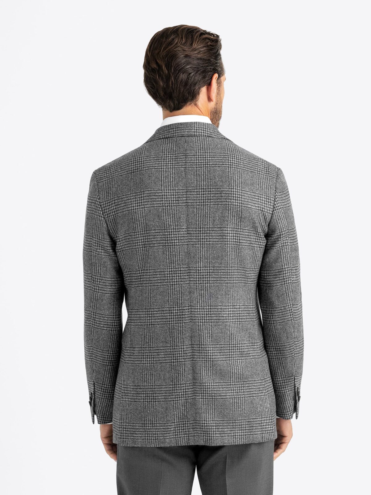 Grey Glen Plaid Italian Flannel Bedford Jacket - Custom Fit