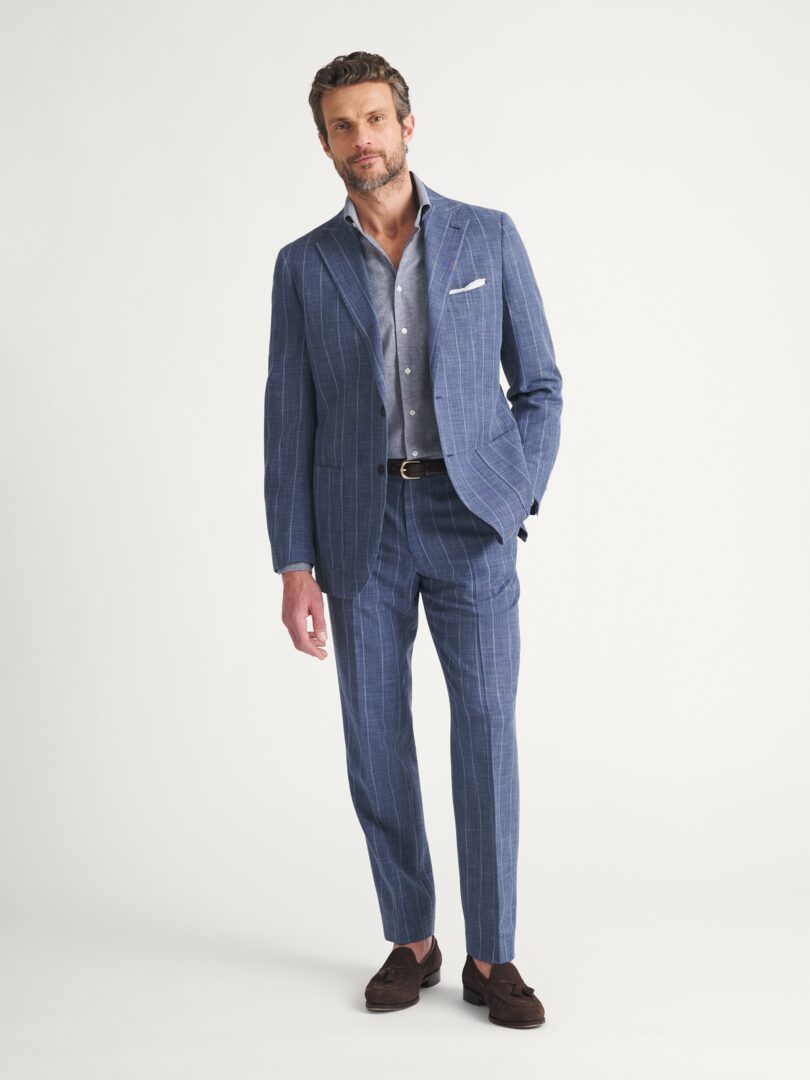 VBC Slate Wide Stripe Summer Slub Suit Thumb Detail