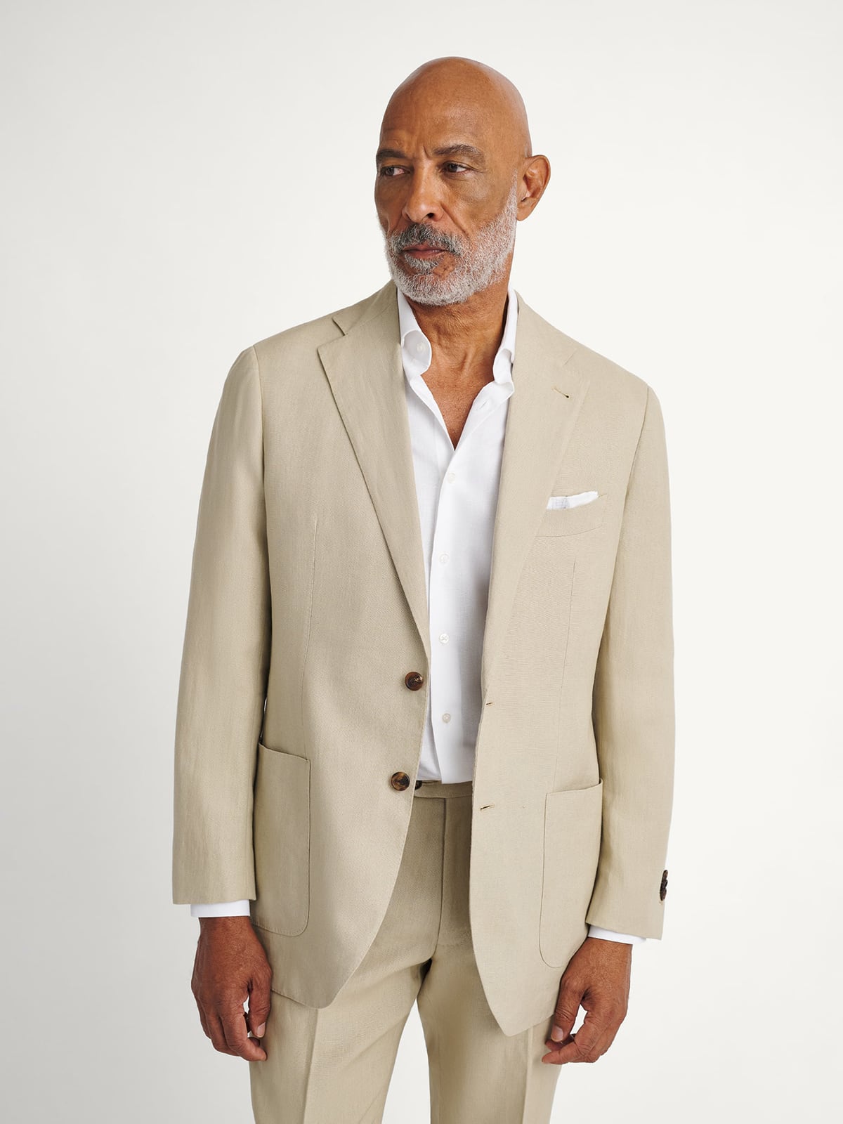 Beige Irish Linen Bedford Suit - Custom Fit Tailored Clothing