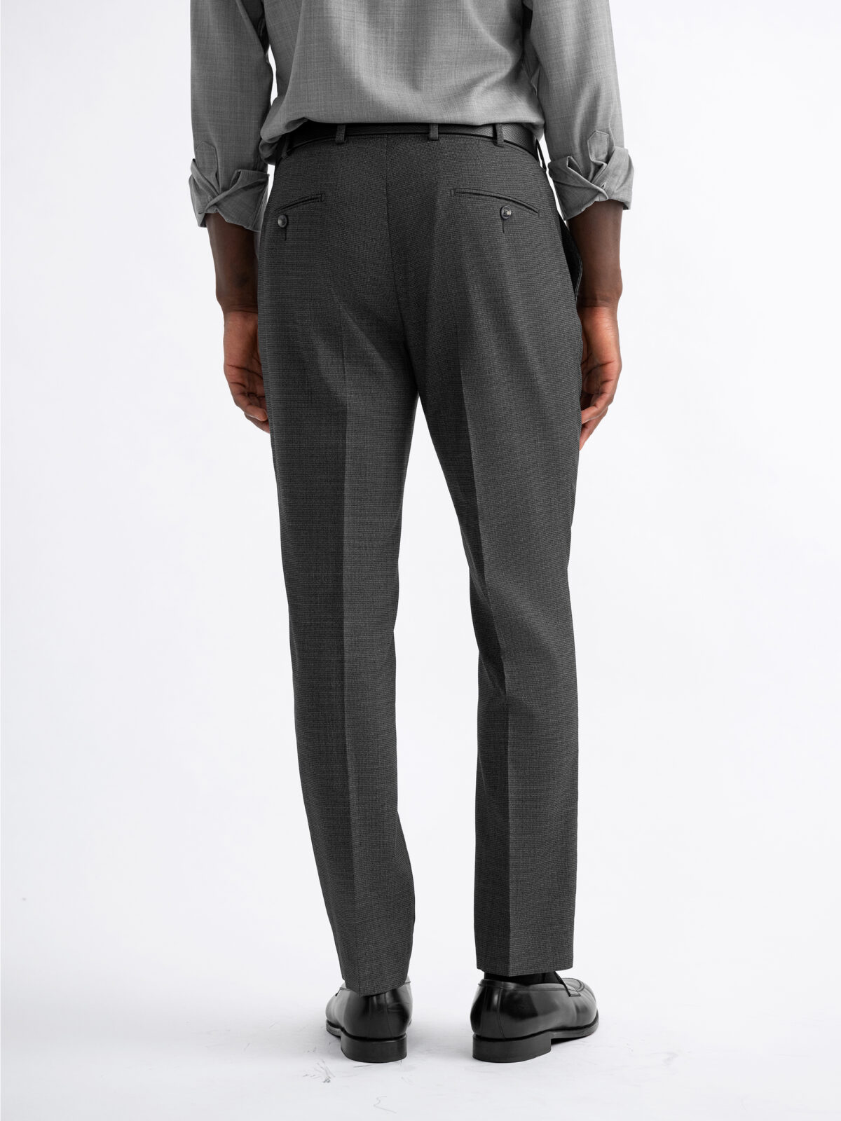 Grey Textured Stretch Wool Dress Pant - Custom Fit Tailored Clothing