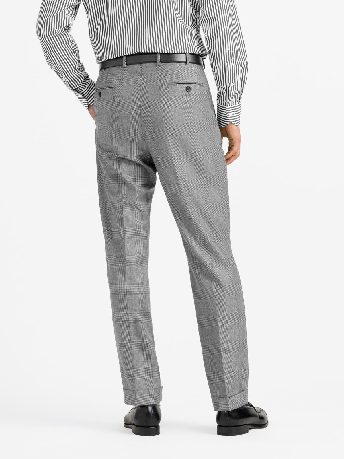 Single Pleated VBC Grey Glen Plaid Dress Pant