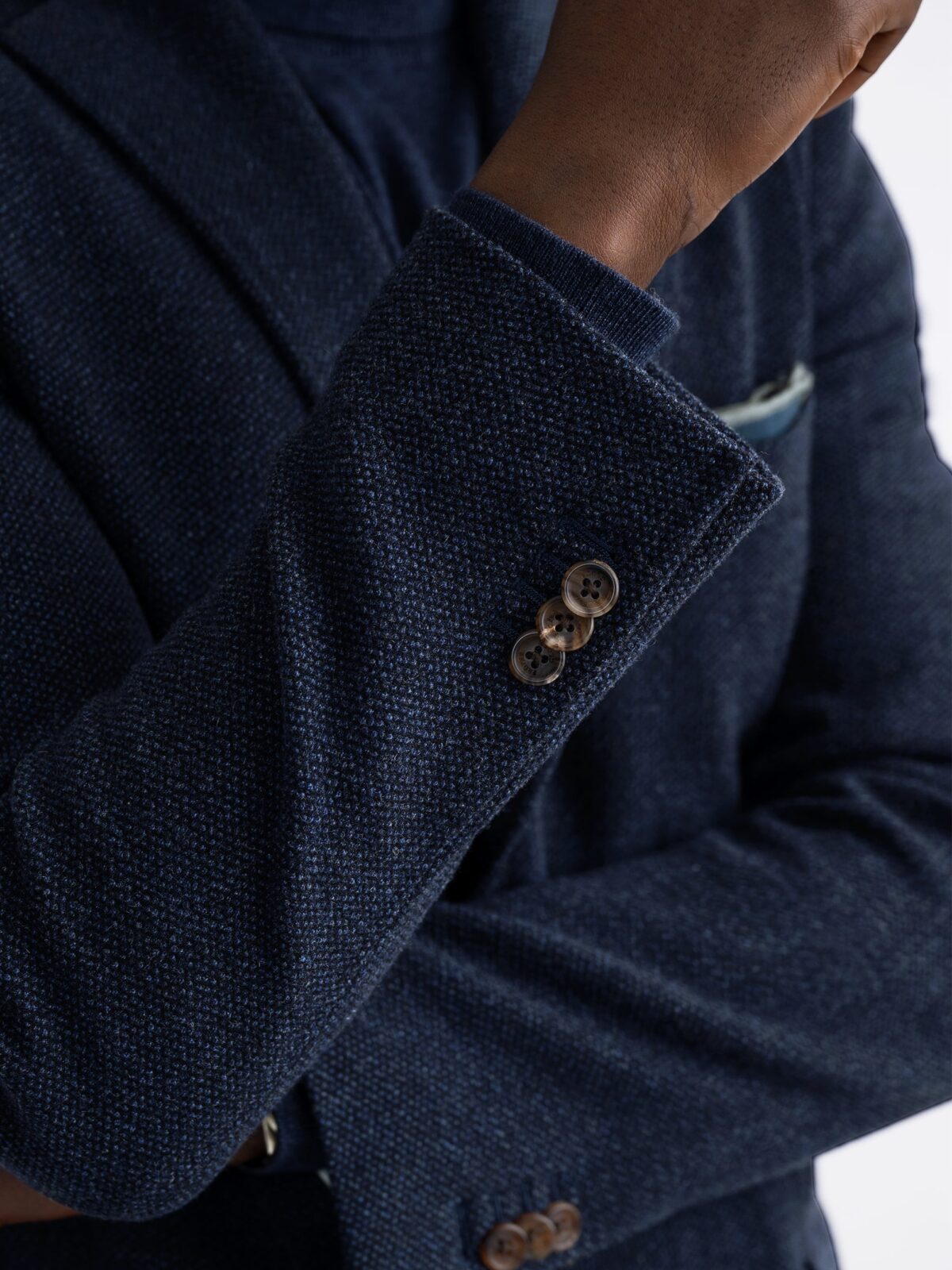 Navy Textured Wool and Silk Waverly Jacket