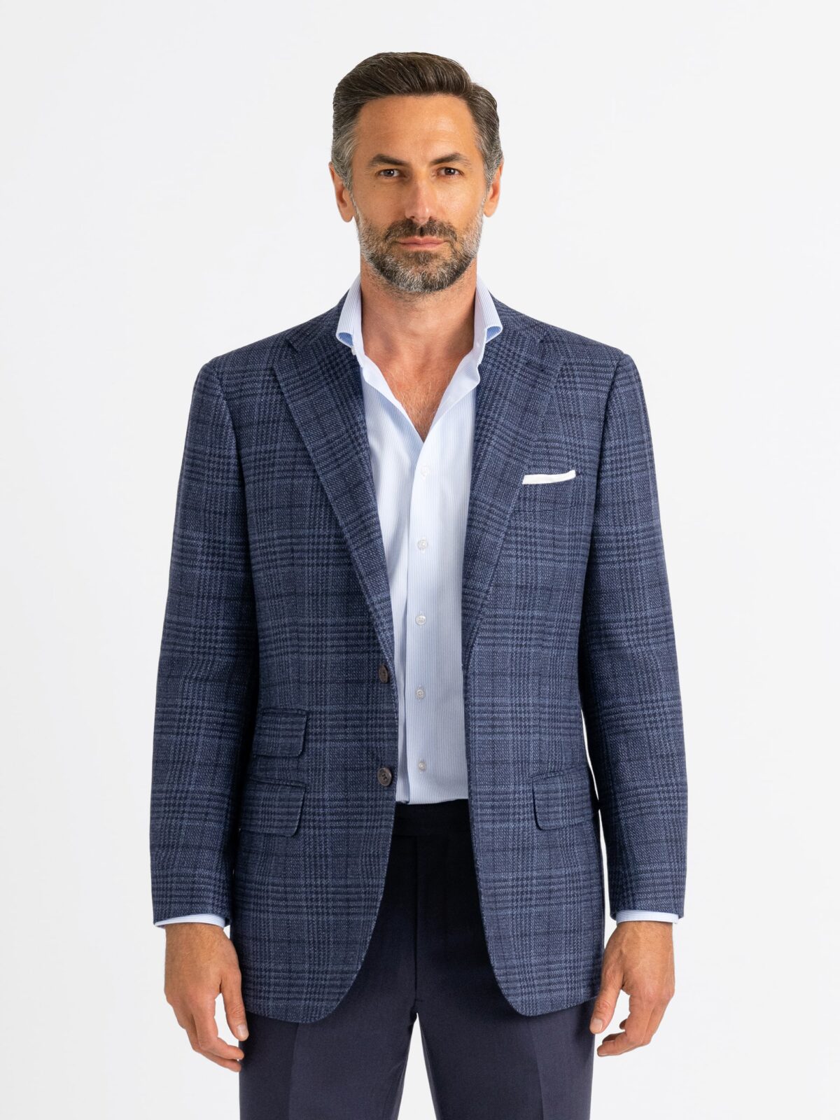 Loro Piana Fabric Faded Navy Prince of Wales Walker Jacket