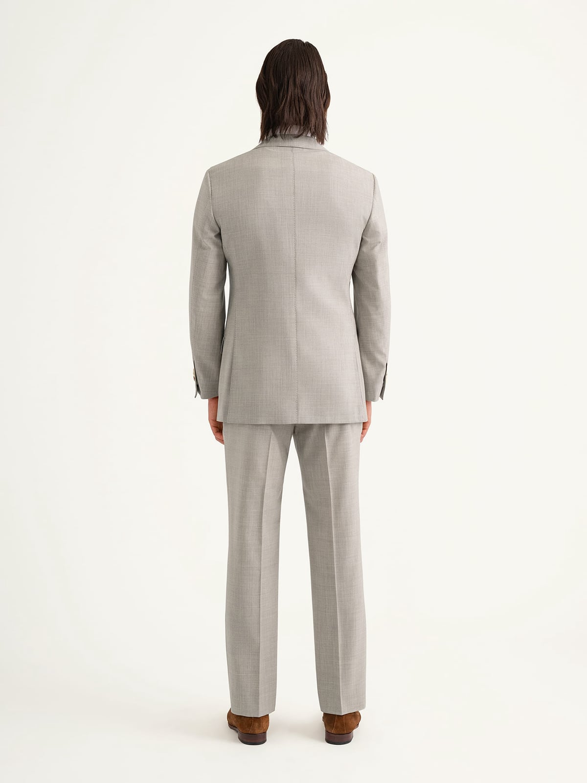 Drago Beige Melange S130s Tropical Wool Allen Suit - Custom Fit