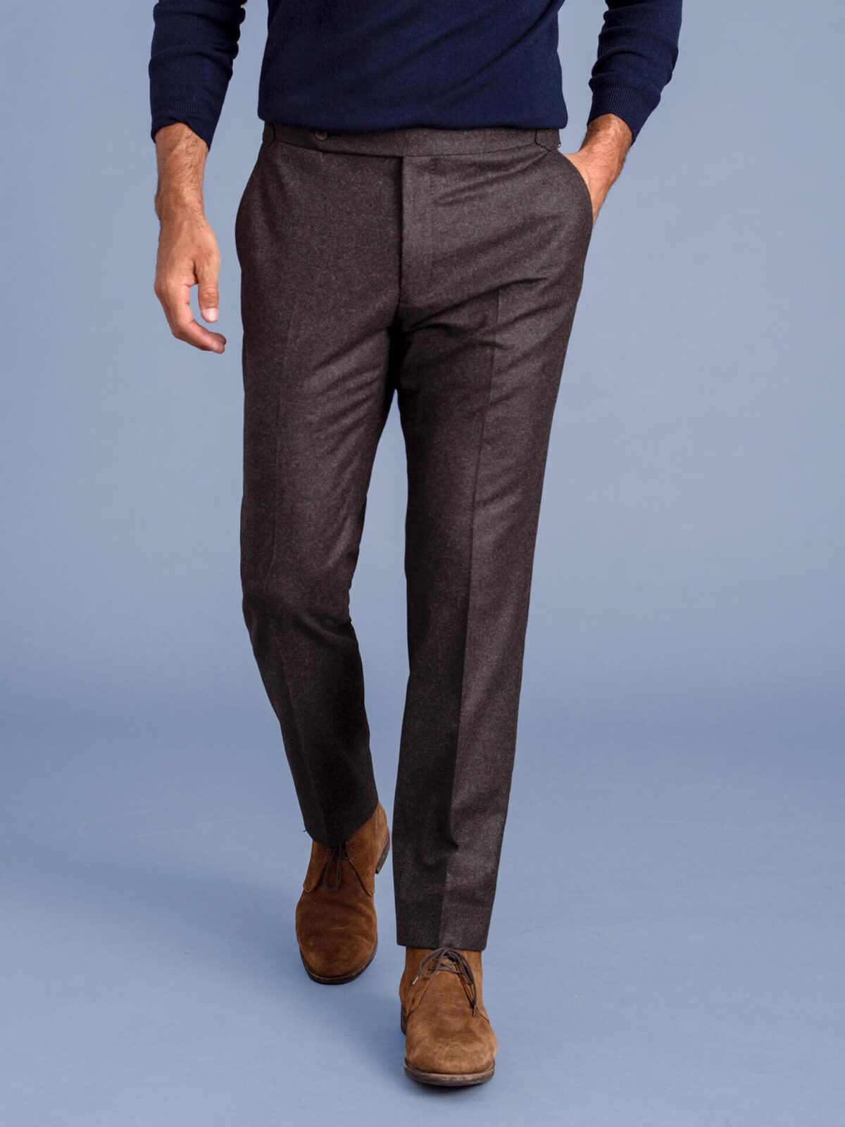 Custom tailored Trousers flannel dark brown Blugiallo