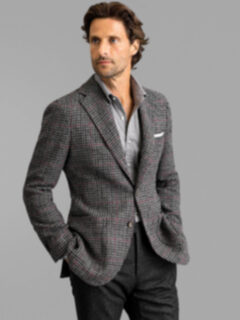 Grey Gun Check Tweed Waverly Jacket - Custom Fit Tailored Clothing