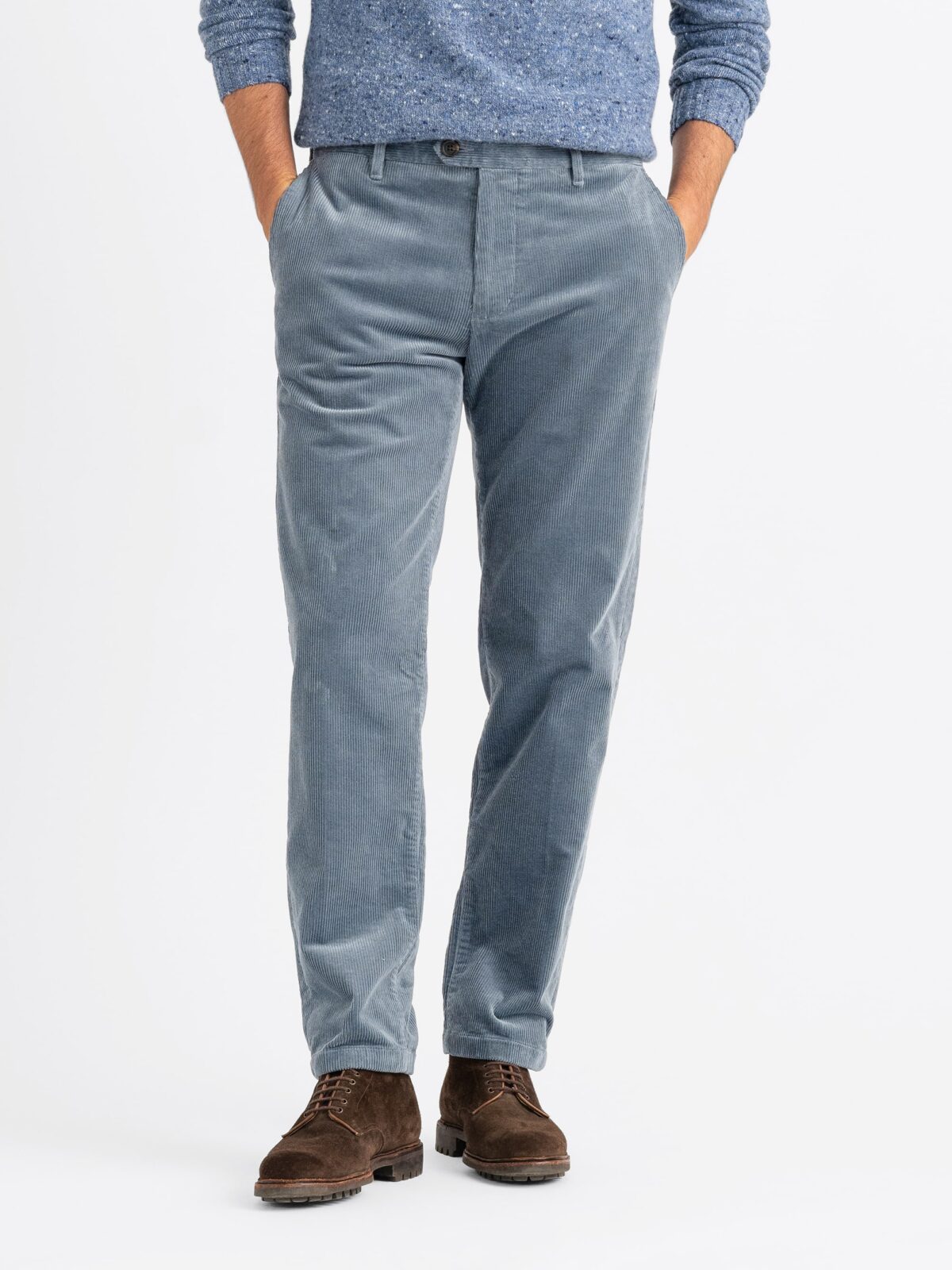 Stratton Grey Stretch Corduroy Chino