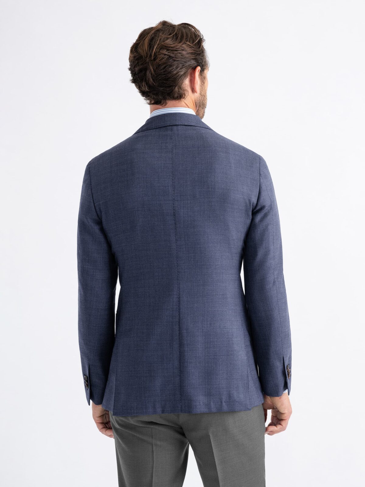 Blue Melange Hopsack Bedford Jacket - Custom Fit Tailored Clothing