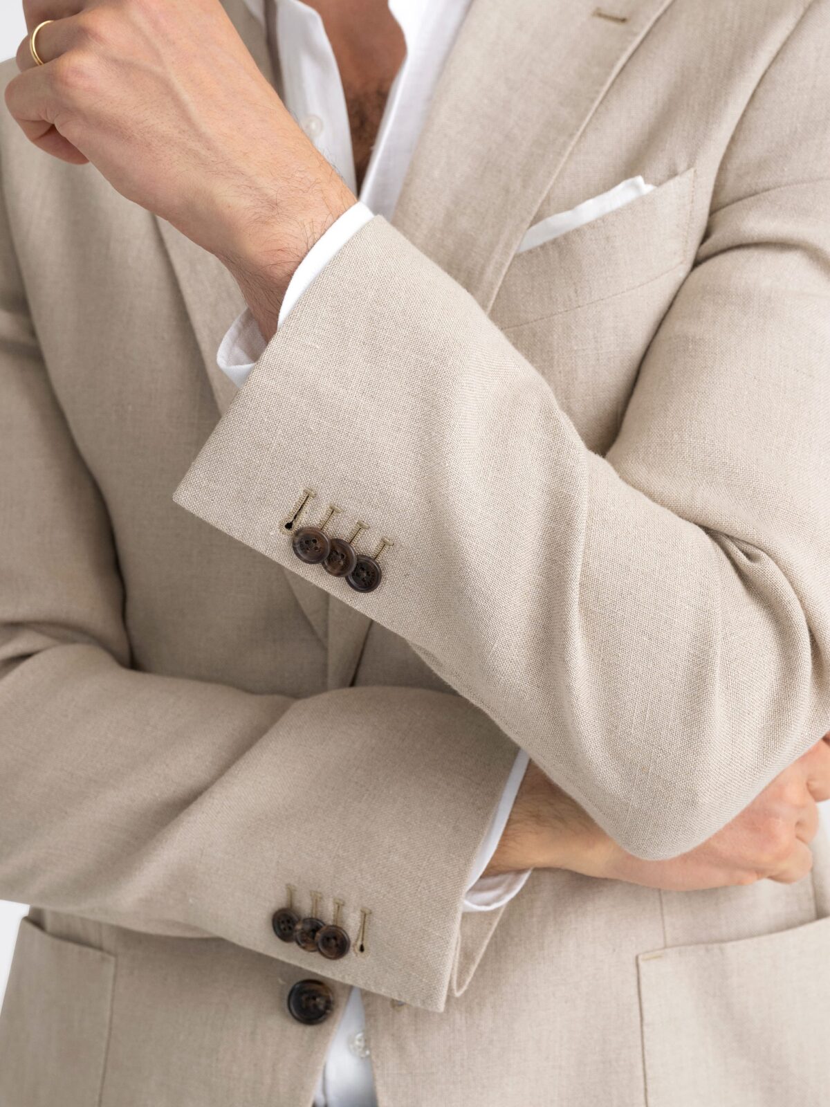 Natural Brown Irish Linen Bedford Jacket - Custom Fit Tailored  