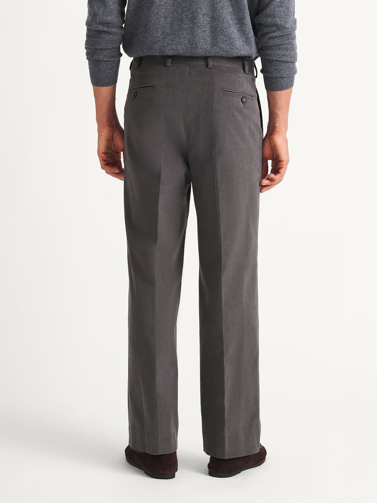 Grey Wide Leg Brushed Cotton Trouser - Custom Fit Tailored Clothing