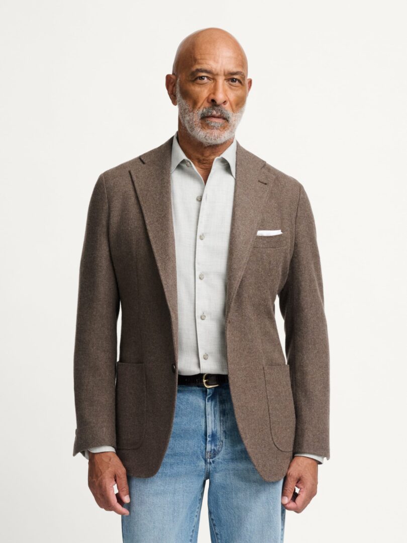 Taupe Melange Wool Flannel Waverly Jacket Thumb Detail