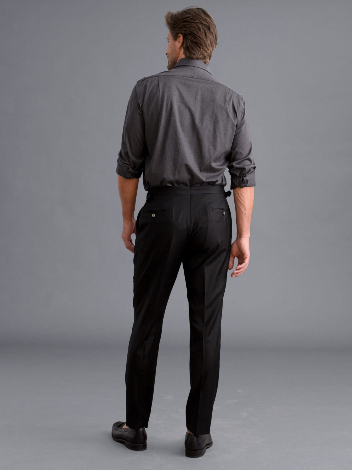 Tuxedo Pants BLACK All Wool NON PLEATED Trousers