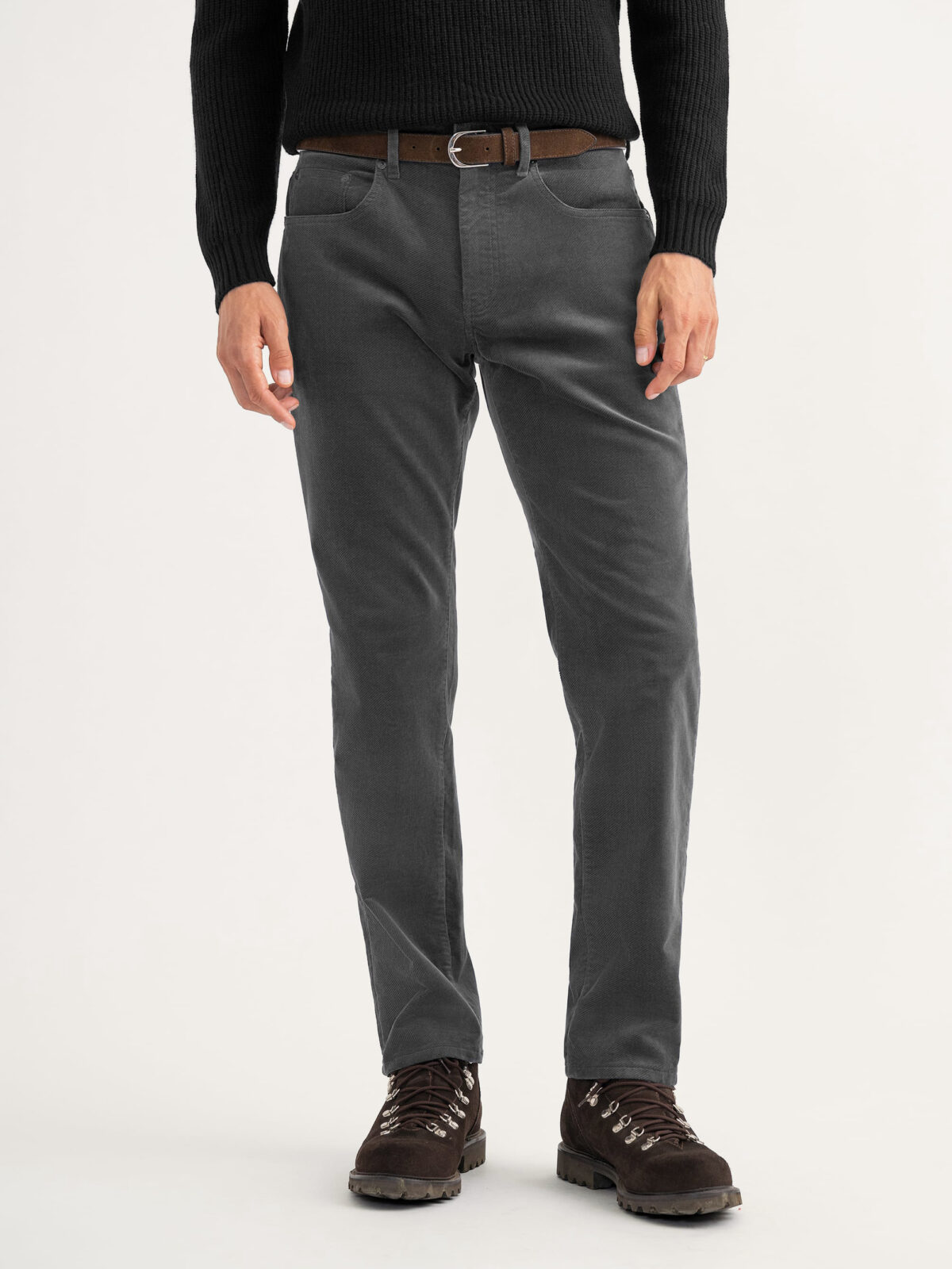 Biella Charcoal Stretch Textured Moleskin 5-Pocket - Custom Fit Pants
