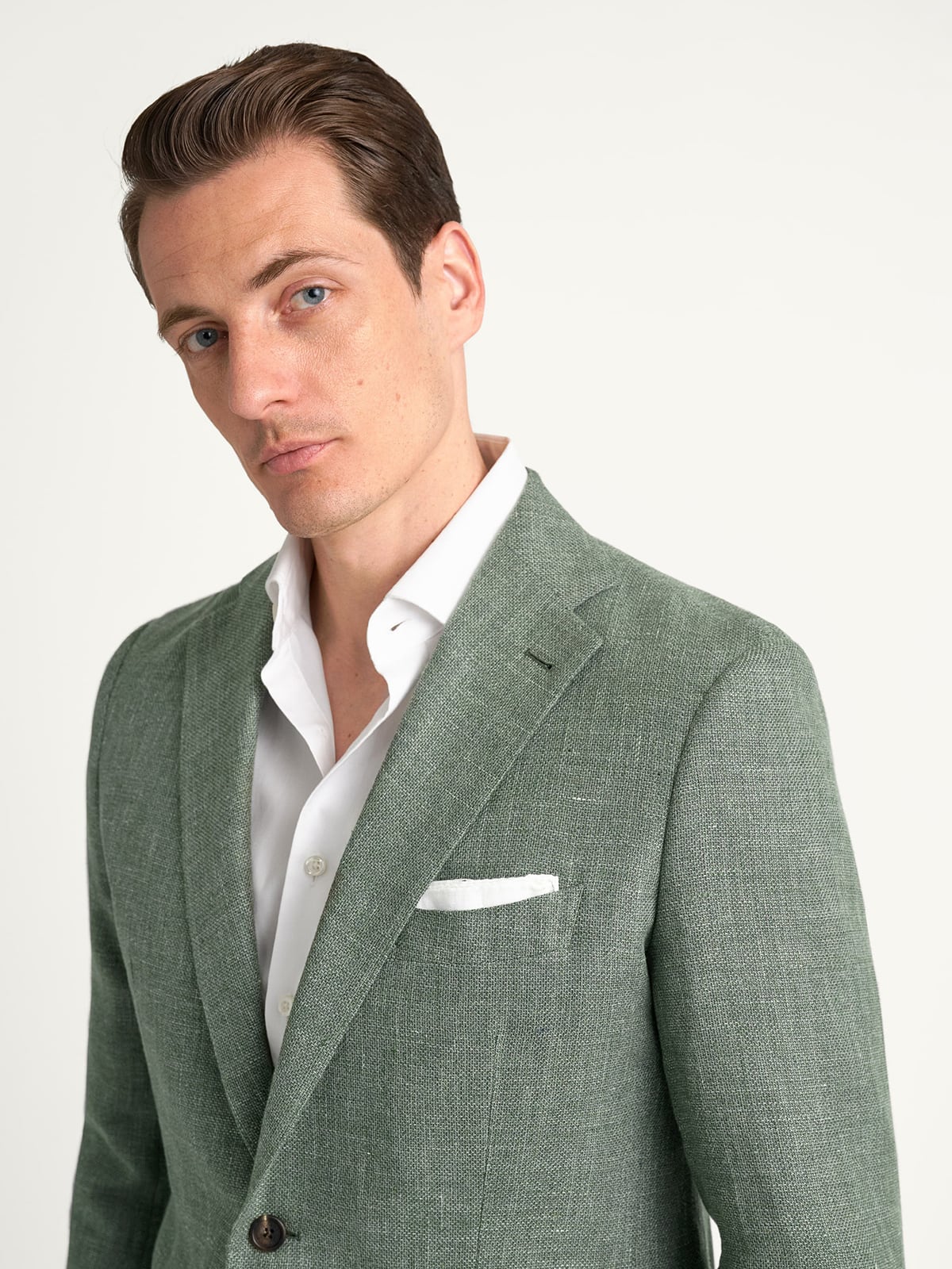 Proper Cloth Drago Sage Wool and Linen Hopsack Bedford Men's Custom Suit Jacket
