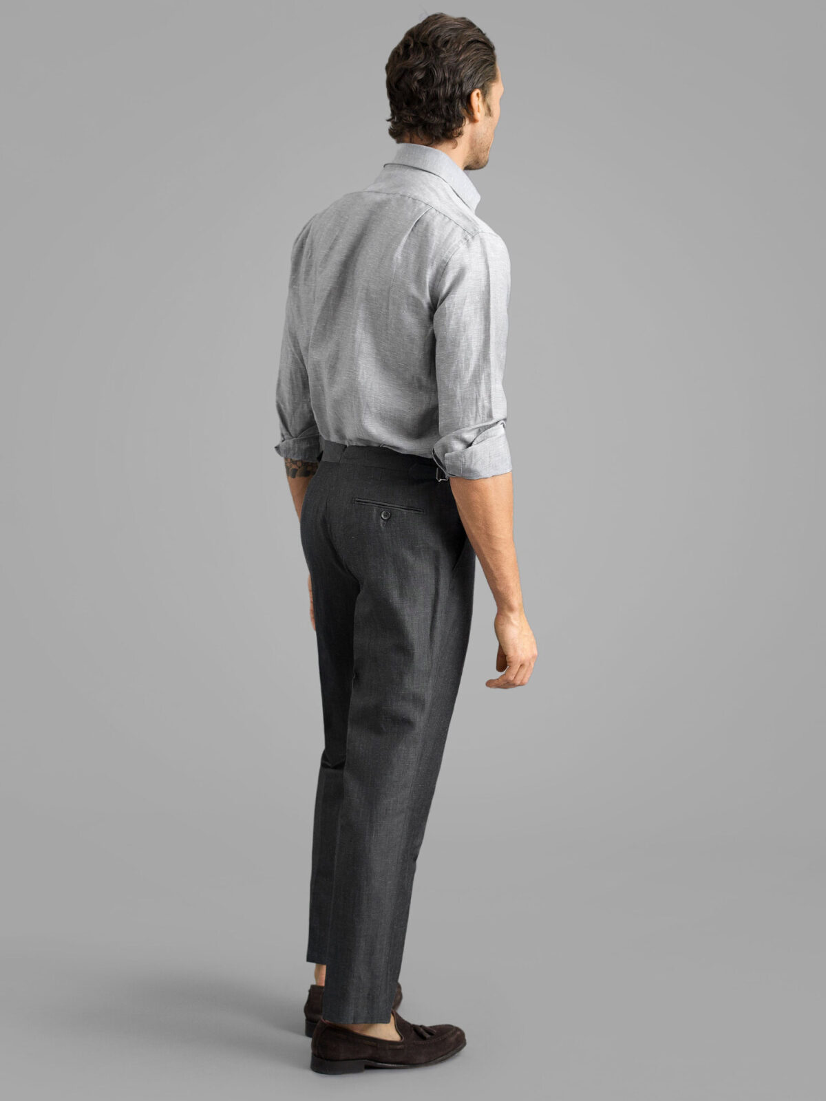 Allen Charcoal Wool and Linen Blend Dress Pant
