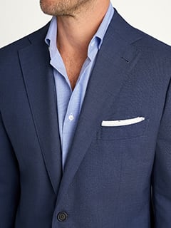 Drago Navy Melange S130s Tropical Wool Suit - Custom Fit Tailored