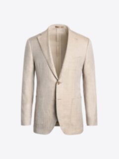 Shop Loro Piana Fabric Beige Wool Silk and Linen Herringbone Hudson Jacket