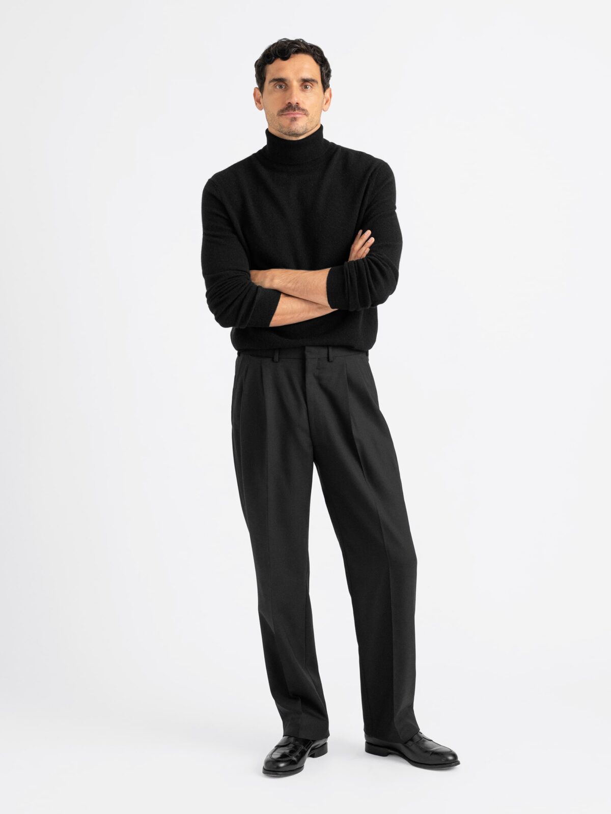 black dress trousers Tropical Wool Side-Buckle Trousers