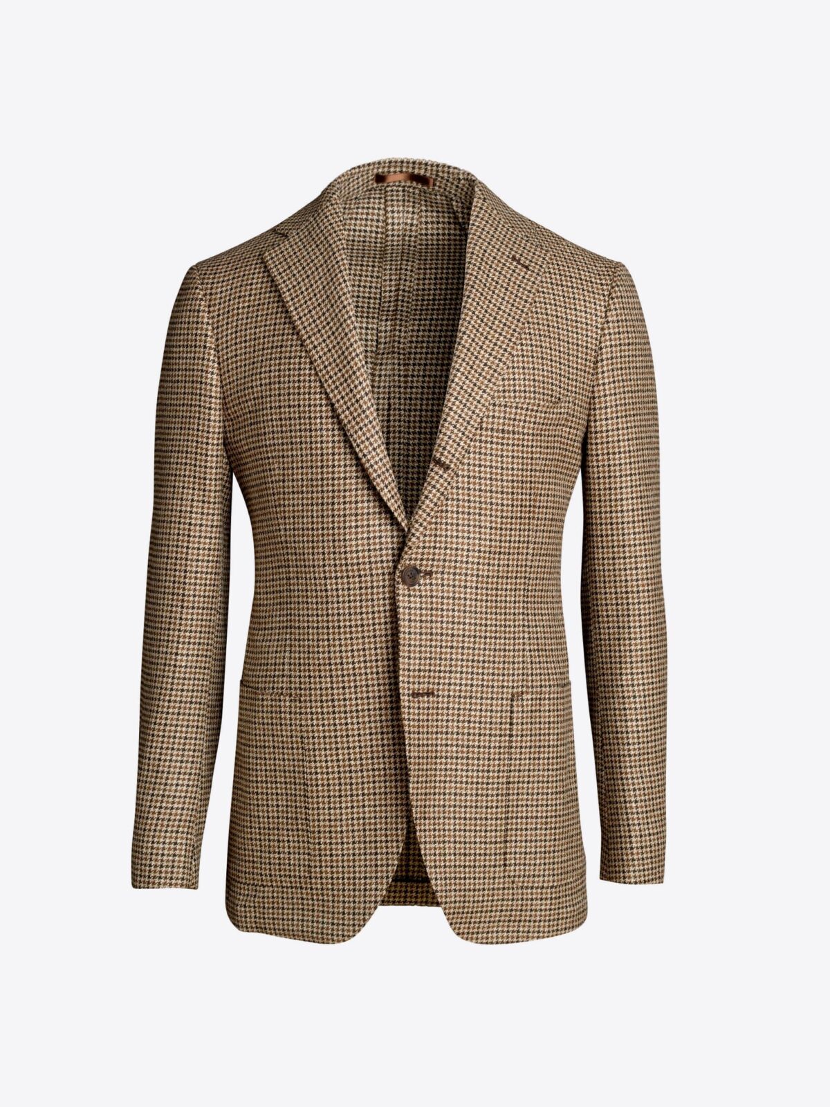 Drago Tan Houndstooth Wool Silk and Linen Bedford Jacket - Custom Fit  Tailored Clothing