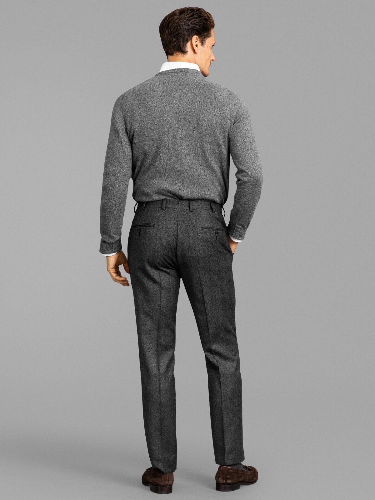 Worsted Light Gray Wool Pants