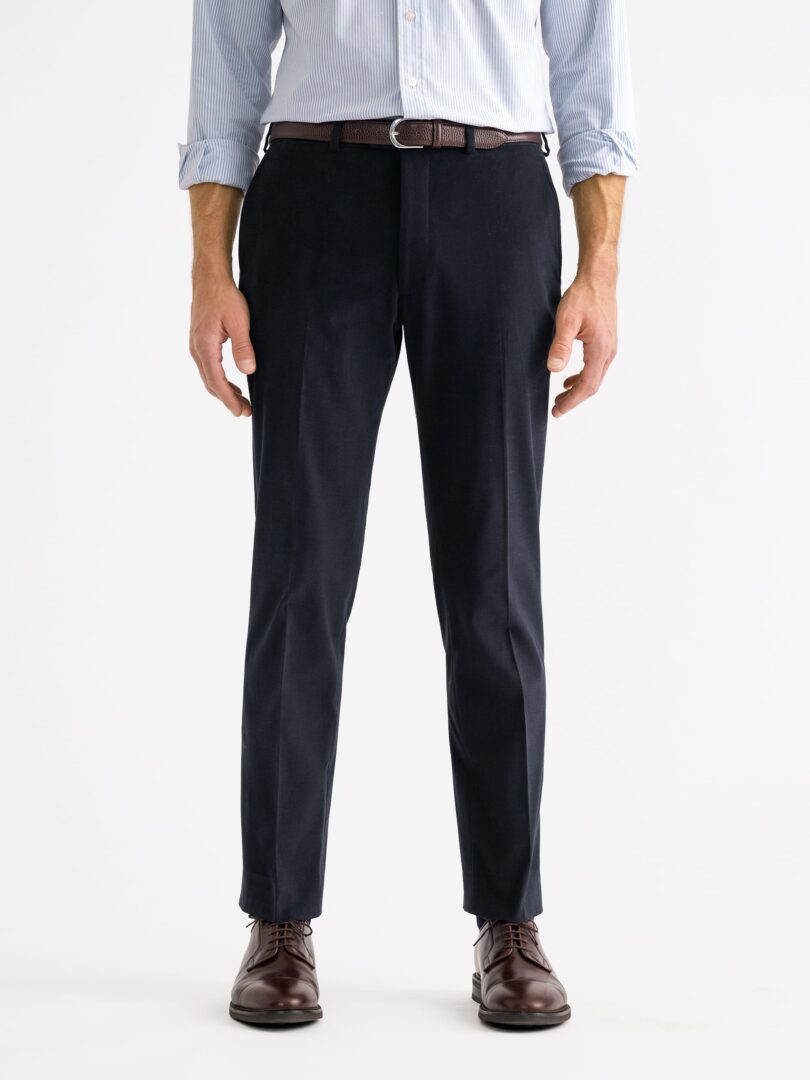 Navy Brushed Heavy Stretch Cotton Dress Pant Thumb Detail