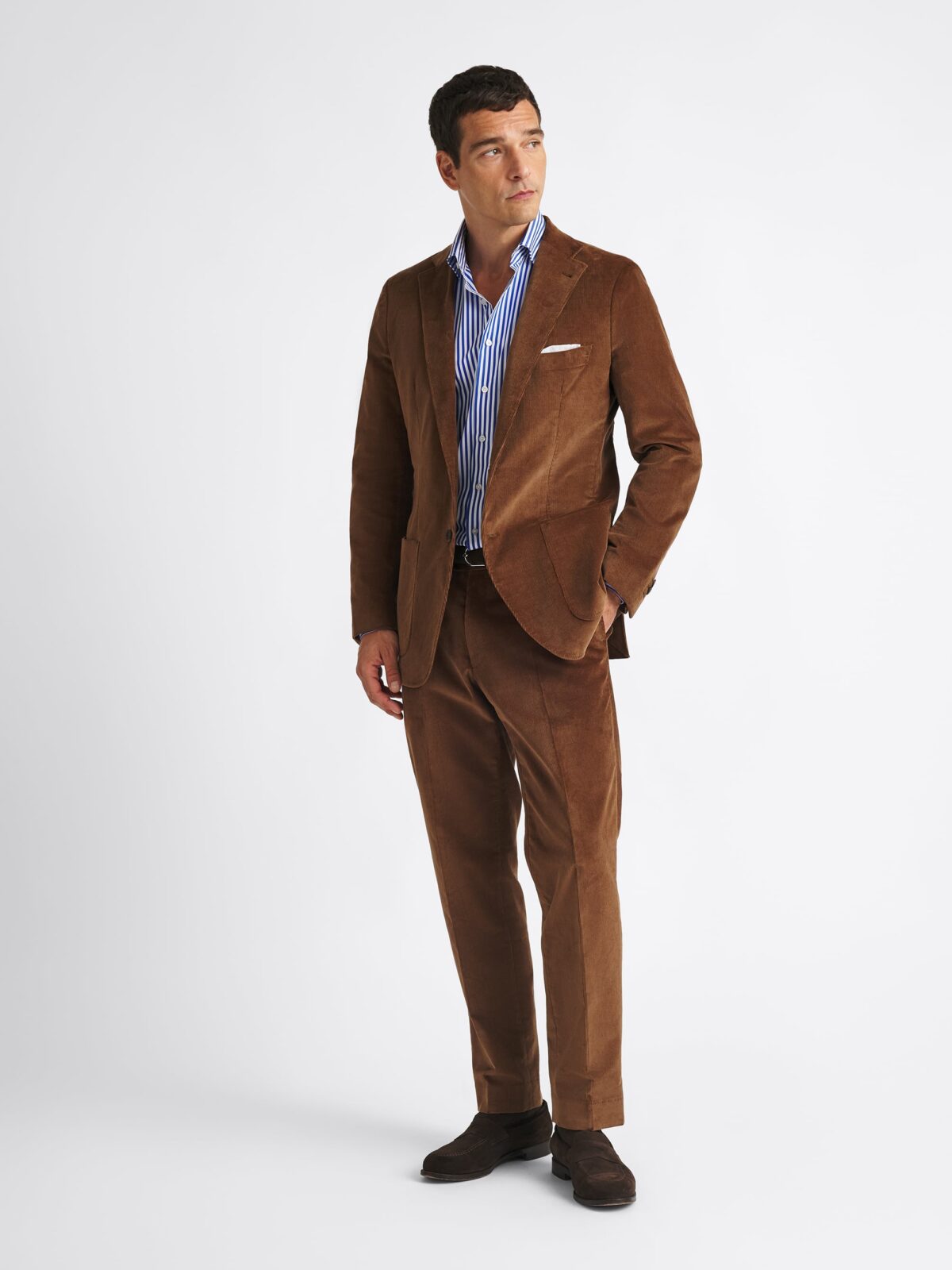 Duca Visconti Hazelnut Stretch Corduroy Waverly Suit - Custom Fit