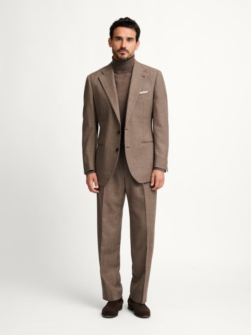Mocha Undyed Saxony Merino Blend Downing Suit Thumb Detail