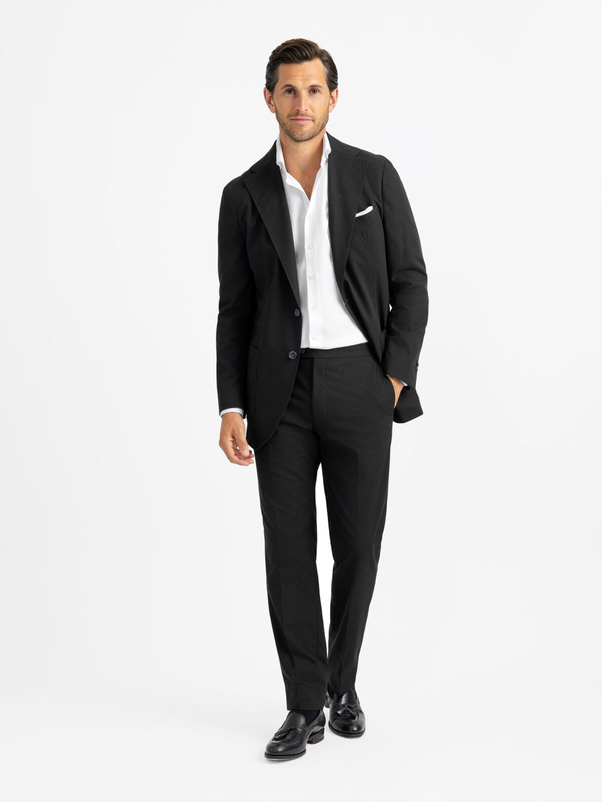 Black High Twist Cotton Dress Pant