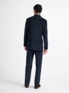 Double Breasted Duca Visconti Navy Stretch Corduroy Suit - Custom