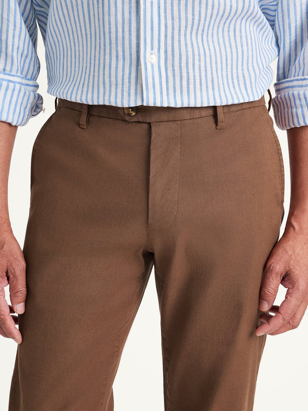 Tobacco Bergamo Cotton Linen Stretch Chino
