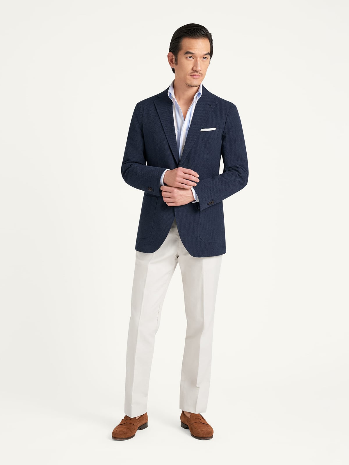 SEERSUCKER STAND COLLAR JKT tenderloin