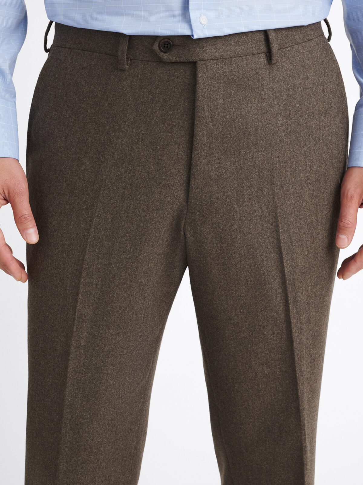 VBC Brown Melange Wool Flannel Dress Pant - Custom Fit Tailored Clothing