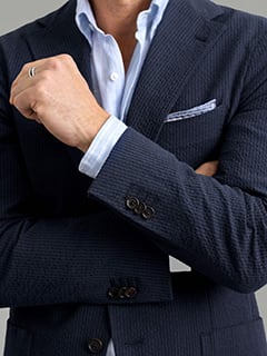 Waverly Navy Stretch Seersucker Jacket - Custom Fit Tailored Clothing