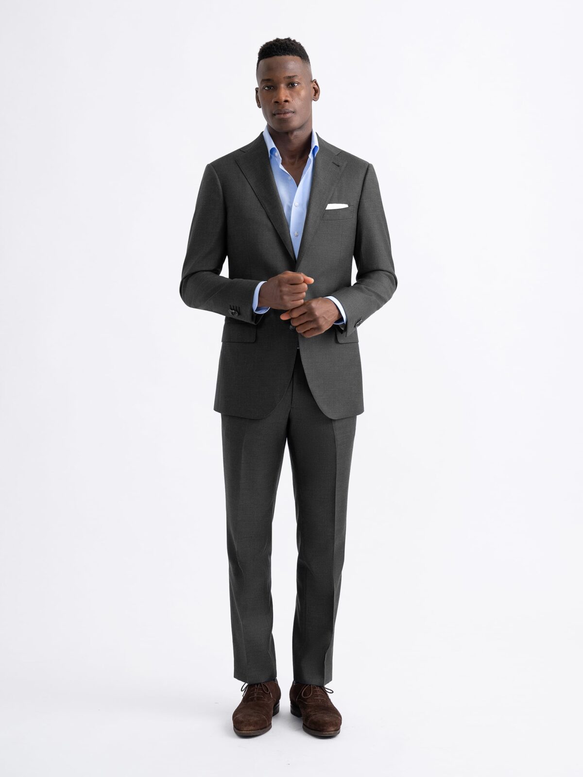 Grey Melange Allen Suit with Side Tab Dress Pants